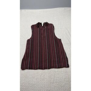 Postmark Anthropologie Womens Medium Mock Neck Textured Stripe Sleeveless Top